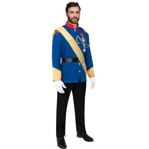 NEW Medium Prince Charming Eric Capn Disney Crunch Costume Royal Blue Jacket Men